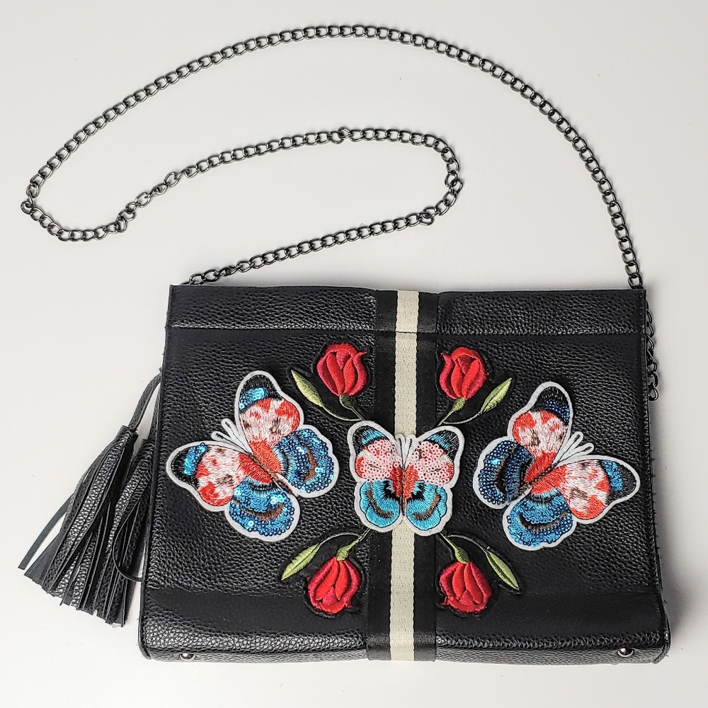 Steve Madden 3D sequin butterfly crossbody purse